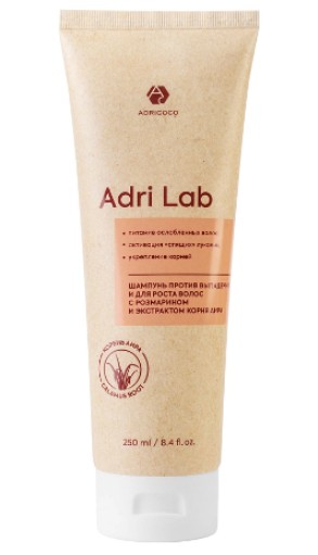 Шампунь Adri Lab против выпадения и для роста волос с розмарином и экстрактом корня аира, ADRICOCO, 