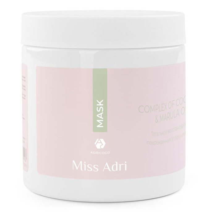 Восстанавливающая маска для волос ADRICOCO Miss Adri Complex of coconut & marula oil, 500 мл 