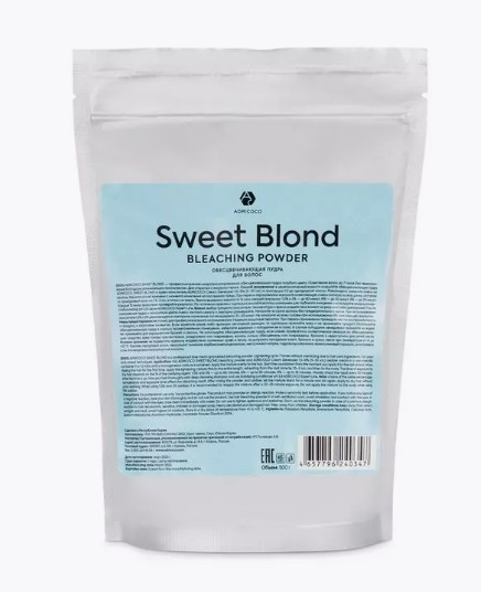 Обесцвечивающая пудра для волос ADRICOCO Sweet Blond голубая, Корея 500 г 