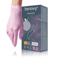 Перчатки Нитрил BENOVY цв розовый 3,5 гр S 100шт/уп 