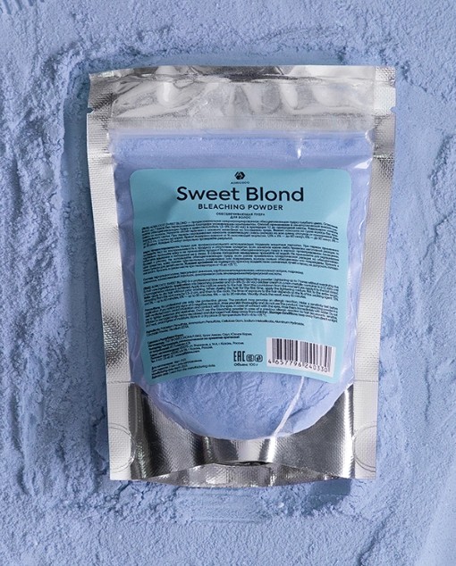 Обесцвечивающая пудра для волос ADRICOCO Sweet Blond голубая, Корея 100 г 