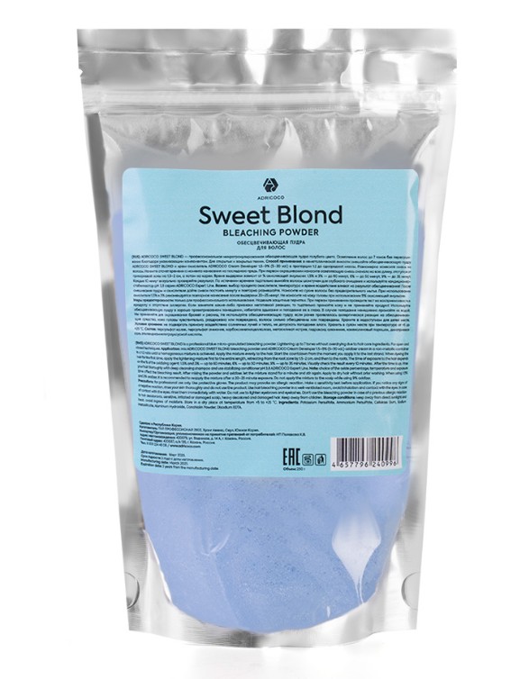 Обесцвечивающая пудра для волос ADRICOCO Sweet Blond голубая, Корея 250 г 