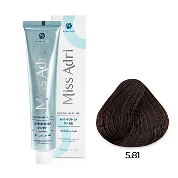 Крем-краска для волос ADRICOCO Miss Adri Brazilian Elixir Ammonia free оттенок 5.81 светлый коричнев 